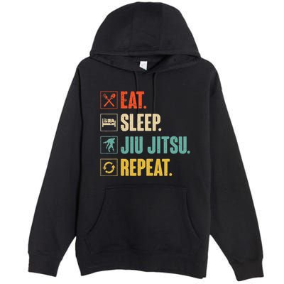 Eat Sleep Jiujitsu Repeat Funny Jiujitsu Martial Art Combat Premium Pullover Hoodie