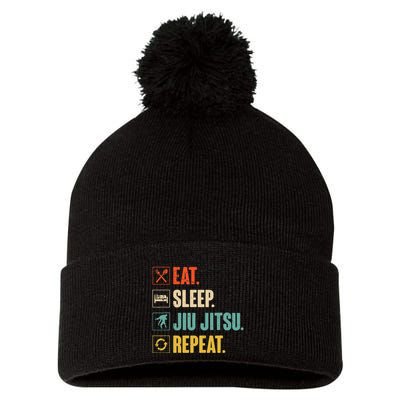 Eat Sleep Jiujitsu Repeat Funny Jiujitsu Martial Art Combat Pom Pom 12in Knit Beanie