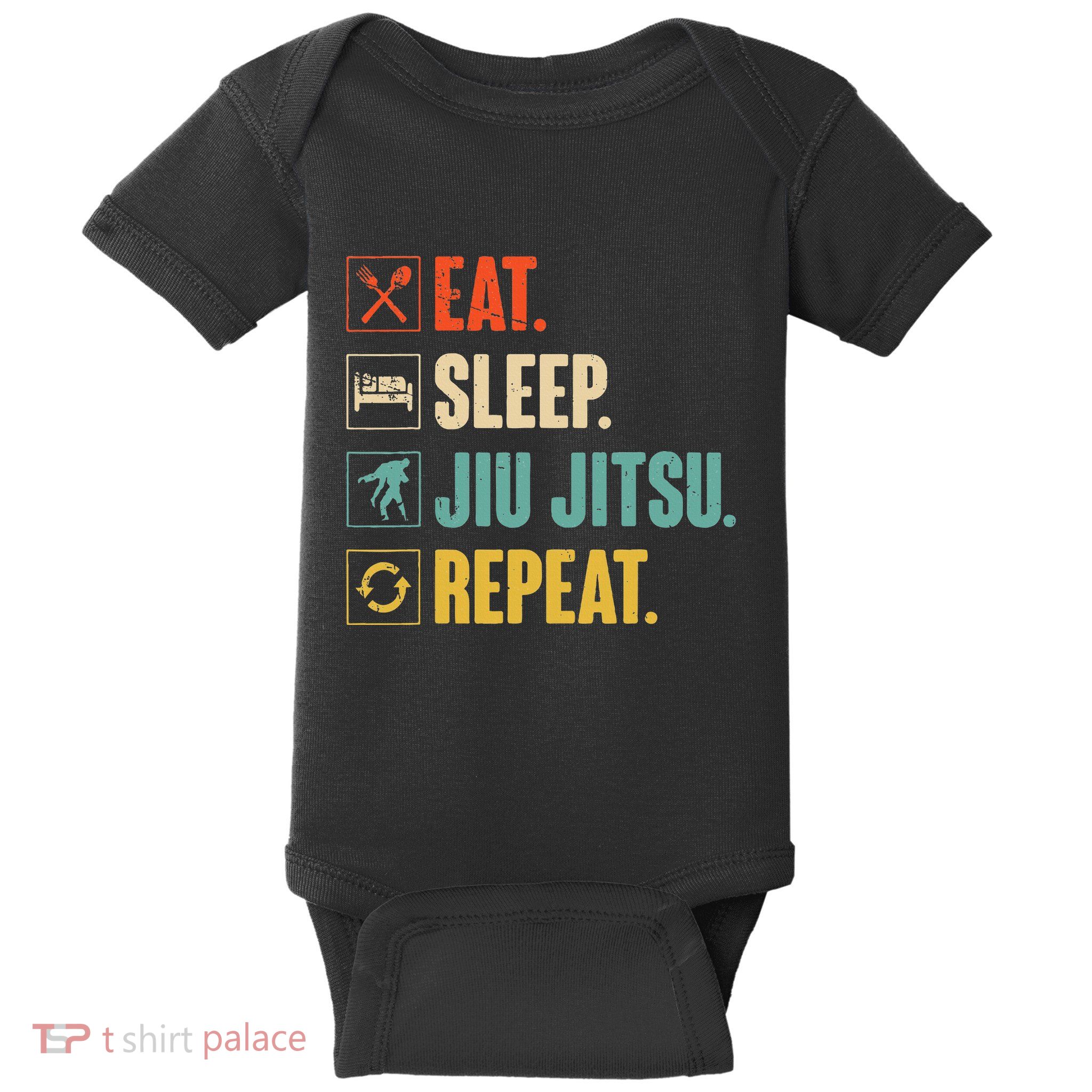 Eat Sleep Jiujitsu Repeat Funny Jiujitsu Martial Art Combat Baby Bodysuit