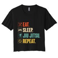Eat Sleep Jiujitsu Repeat Funny Jiujitsu Martial Art Combat Women's Crop Top Tee