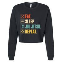 Eat Sleep Jiujitsu Repeat Funny Jiujitsu Martial Art Combat Cropped Pullover Crew