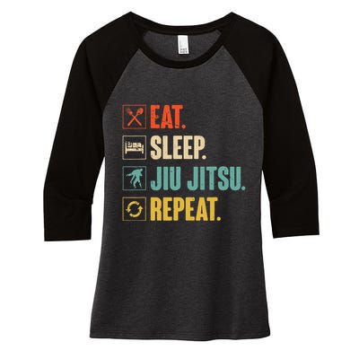 Eat Sleep Jiujitsu Repeat Funny Jiujitsu Martial Art Combat Women's Tri-Blend 3/4-Sleeve Raglan Shirt
