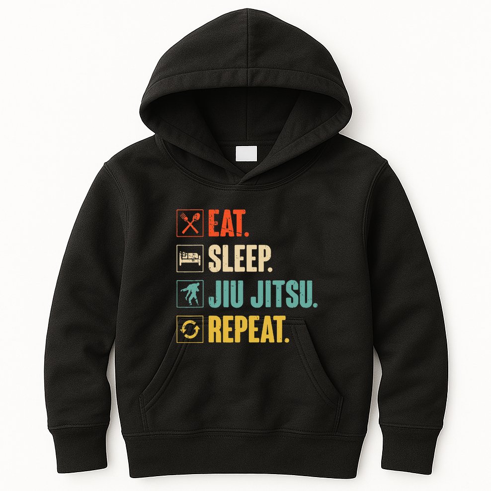 Eat Sleep Jiujitsu Repeat Funny Jiujitsu Martial Art Combat Kids Hoodie
