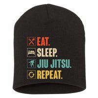 Eat Sleep Jiujitsu Repeat Funny Jiujitsu Martial Art Combat Short Acrylic Beanie