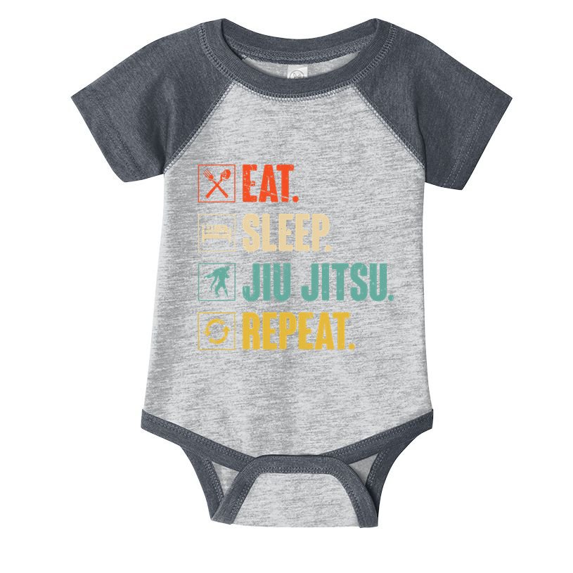 Eat Sleep Jiujitsu Repeat Funny Jiujitsu Martial Art Combat Infant Baby Jersey Bodysuit