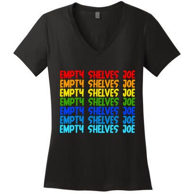 Empty Shelves Joe Retro Colorful Women's V-Neck T-Shirt