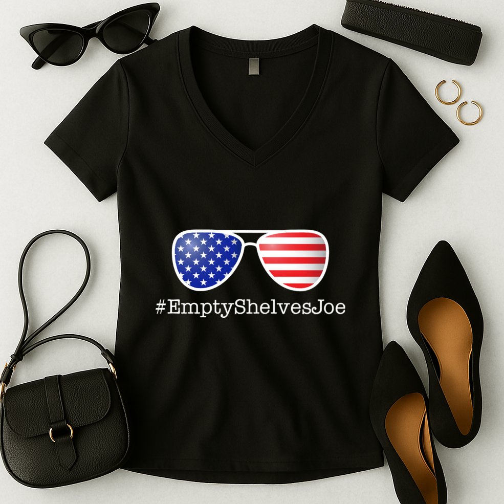 Empty Shelves Joe, #EmptyShelvesJoe USA Shades Women's V-Neck T-Shirt
