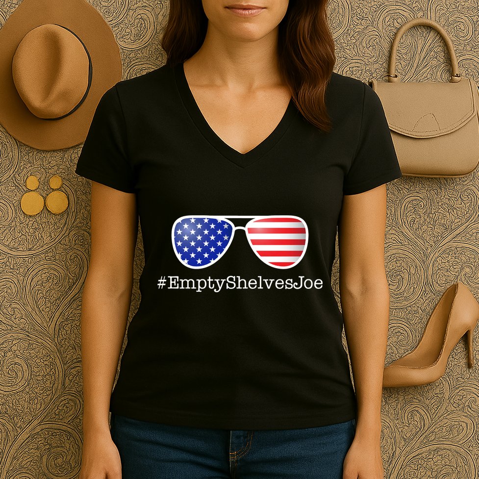 Empty Shelves Joe, #EmptyShelvesJoe USA Shades Women's V-Neck T-Shirt