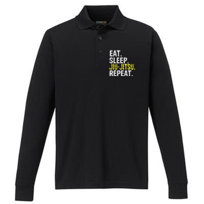 Eat Sleep JiuJitsu Repeat Gift Performance Long Sleeve Polo