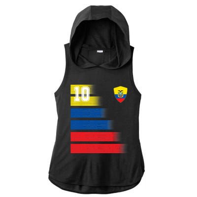 Ecuador Soccer Jersey Flag Retro 10 Ecuadorian Football Ladies PosiCharge Tri-Blend Wicking Draft Hoodie Tank