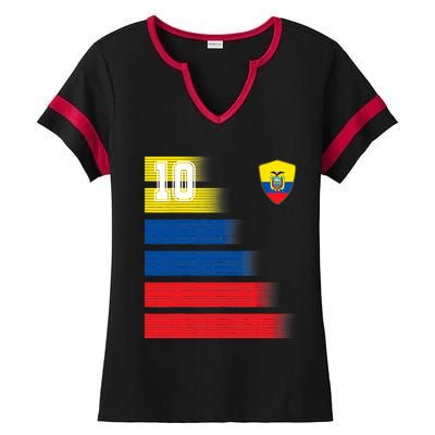 Ecuador Soccer Jersey Flag Retro 10 Ecuadorian Football Ladies Halftime Notch Neck Tee