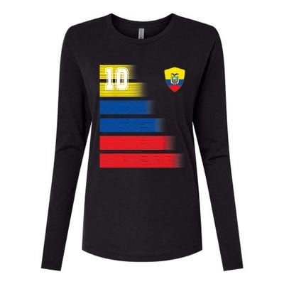 Ecuador Soccer Jersey Flag Retro 10 Ecuadorian Football Womens Cotton Relaxed Long Sleeve T-Shirt