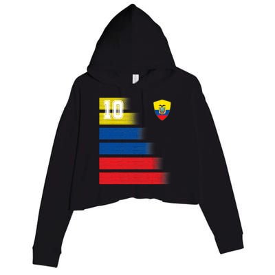 Ecuador Soccer Jersey Flag Retro 10 Ecuadorian Football Crop Fleece Hoodie