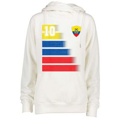 Ecuador Soccer Jersey Flag Retro 10 Ecuadorian Football Womens Funnel Neck Pullover Hood