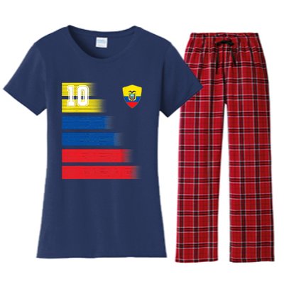 Ecuador Soccer Jersey Flag Retro 10 Ecuadorian Football Women's Flannel Pajama Set