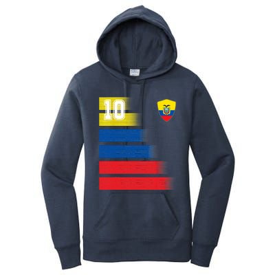 Ecuador Soccer Jersey Flag Retro 10 Ecuadorian Football Women's Pullover Hoodie