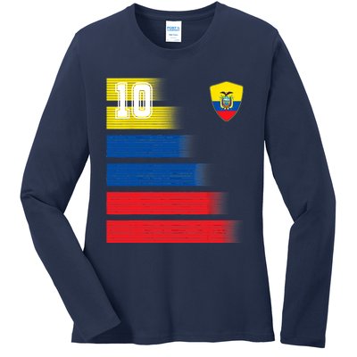 Ecuador Soccer Jersey Flag Retro 10 Ecuadorian Football Ladies Long Sleeve Shirt