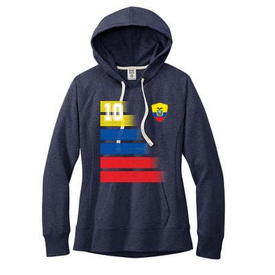 Ecuador Soccer Jersey Flag Retro 10 Ecuadorian Football Women's Fleece Hoodie