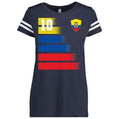 Ecuador Soccer Jersey Flag Retro 10 Ecuadorian Football Enza Ladies Jersey Football T-Shirt