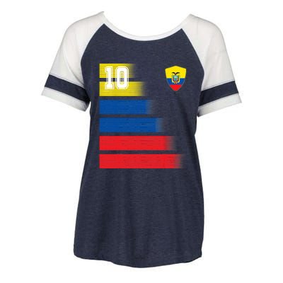 Ecuador Soccer Jersey Flag Retro 10 Ecuadorian Football Enza Ladies Jersey Colorblock Tee