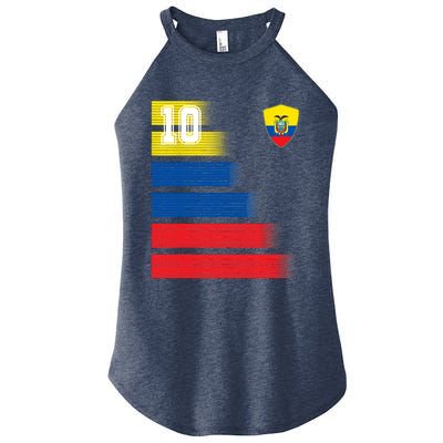 Ecuador Soccer Jersey Flag Retro 10 Ecuadorian Football Women's Perfect Tri Rocker Tank