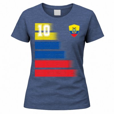 Ecuador Soccer Jersey Flag Retro 10 Ecuadorian Football Women's T-Shirt