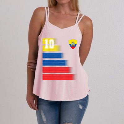 Ecuador Soccer Jersey Flag Retro 10 Ecuadorian Football Women's Strappy Tank