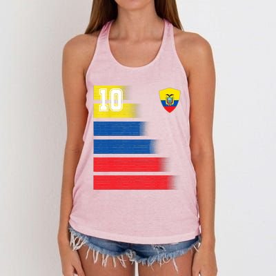 Ecuador Soccer Jersey Flag Retro 10 Ecuadorian Football Women's Knotted Racerback Tank