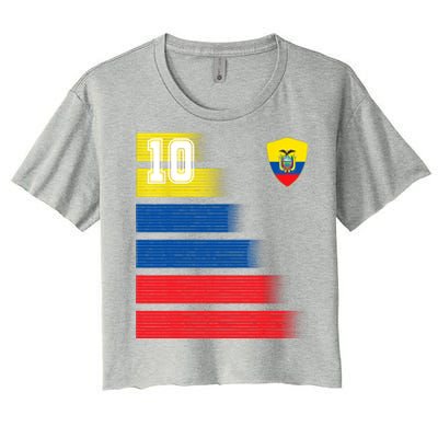 Ecuador Soccer Jersey Flag Retro 10 Ecuadorian Football Women's Crop Top Tee