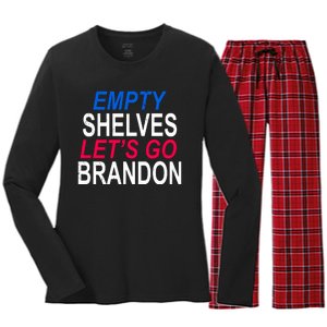 Empty Shelves Joe Let's Go Brandon Funny Anti Biden Women's Long Sleeve Flannel Pajama Set 