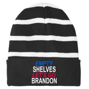 Empty Shelves Joe Let's Go Brandon Funny Anti Biden Striped Beanie with Solid Band