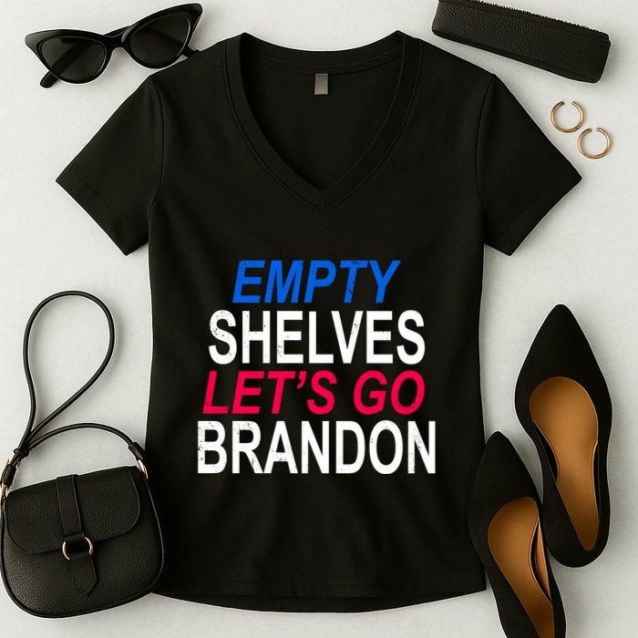 Empty Shelves Joe Let's Go Brandon Funny Anti Biden Women's V-Neck T-Shirt