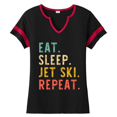 Eat Sleep Jet Ski Repeat Jetski Skiing Skier Vintage Gift Ladies Halftime Notch Neck Tee