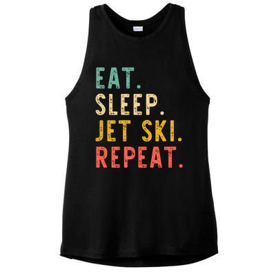 Eat Sleep Jet Ski Repeat Jetski Skiing Skier Vintage Gift Ladies PosiCharge Tri-Blend Wicking Tank