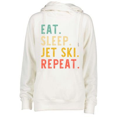 Eat Sleep Jet Ski Repeat Jetski Skiing Skier Vintage Gift Womens Funnel Neck Pullover Hood