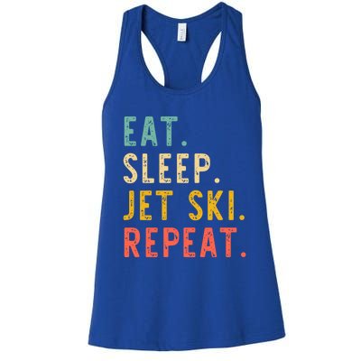 Eat Sleep Jet Ski Repeat Jetski Skiing Skier Vintage Gift Women's Racerback Tank