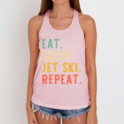 Eat Sleep Jet Ski Repeat Jetski Skiing Skier Vintage Gift Women's Knotted Racerback Tank