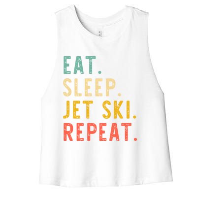 Eat Sleep Jet Ski Repeat Jetski Skiing Skier Vintage Gift Women's Racerback Cropped Tank