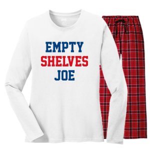 Empty Shelves Joe Republican Anti Biden Design Women's Long Sleeve Flannel Pajama Set 