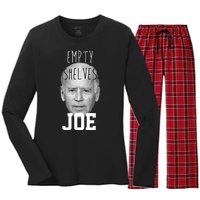 Empty Shelves Joe Funny Politics Anti Biden Women's Long Sleeve Flannel Pajama Set 