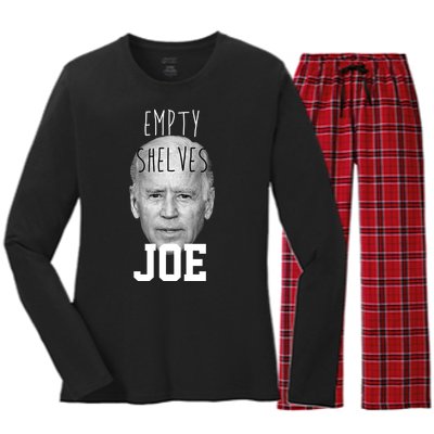 Empty Shelves Joe Funny Politics Anti Biden Women's Long Sleeve Flannel Pajama Set 