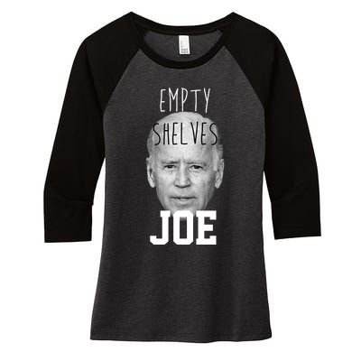 Empty Shelves Joe Funny Politics Anti Biden Women's Tri-Blend 3/4-Sleeve Raglan Shirt