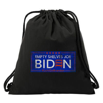 Empty Shelves Joe Vintage Let's Go Brandon Funny Drawstring Bag