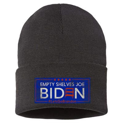 Empty Shelves Joe Vintage Let's Go Brandon Funny Sustainable Knit Beanie