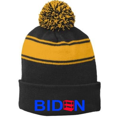 Empty Shelves Joe Shelf Is Empty Logo Stripe Pom Pom Beanie