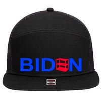 Empty Shelves Joe Shelf Is Empty Logo 7 Panel Mesh Trucker Snapback Hat