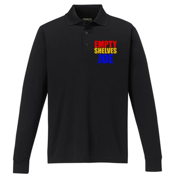 Empty Shelves Joe Conservative Anti Liberal Performance Long Sleeve Polo