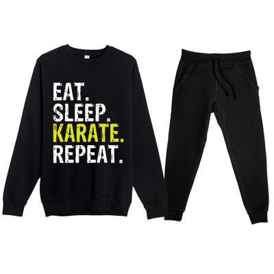 Eat Sleep Karate Repeat Gift Premium Crewneck Sweatsuit Set