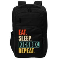 Eat Sleep Kickbox Repeat Retro Vintage Kickboxing Impact Tech Backpack