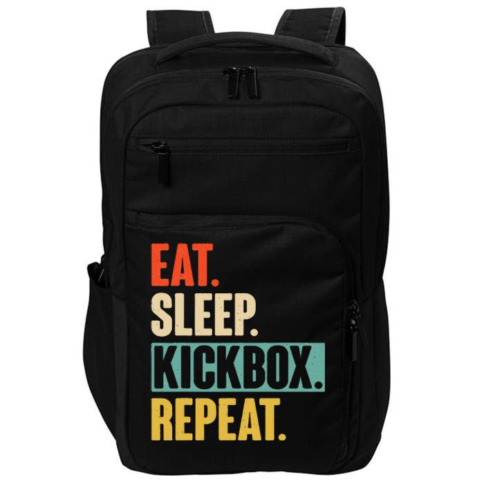 Eat Sleep Kickbox Repeat Retro Vintage Kickboxing Impact Tech Backpack